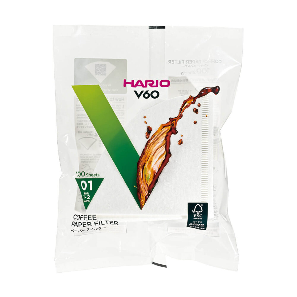 Hario V60 Filterpapier 01 – 100 Japanse papieren koffiefilters voor pour-over koffie