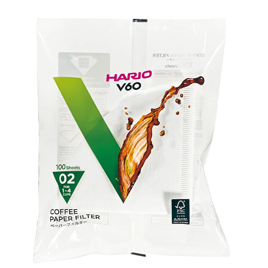 Hario V60 Filterpapier 02 – 100 Japanse papieren koffiefilters voor pour-over koffie