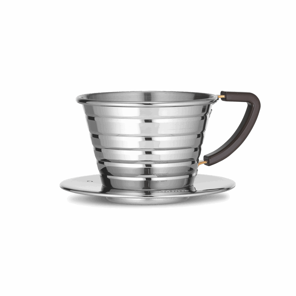 Kalita Wave 155 Stainless Steel Dripper – Japanse RVS koffiefilterhouder met vlakke bodem en drie afvoergaten