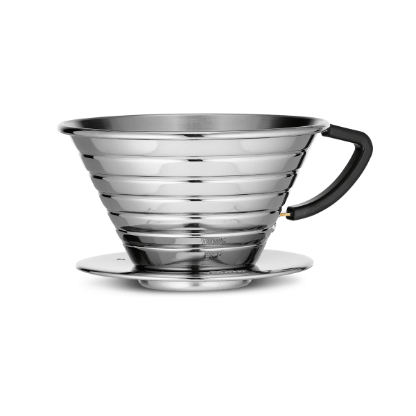 Kalita Wave 185 Stainless Steel Dripper – Japanse RVS koffiefilterhouder met vlakke bodem en drie afvoergaten